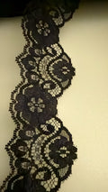 Black nylon scalloped lace trim, 50mm wide