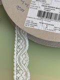 White stretch Leavers lace, 1 inch wide