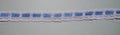 White and blue vintage insert effect lace trim, 15mm wide