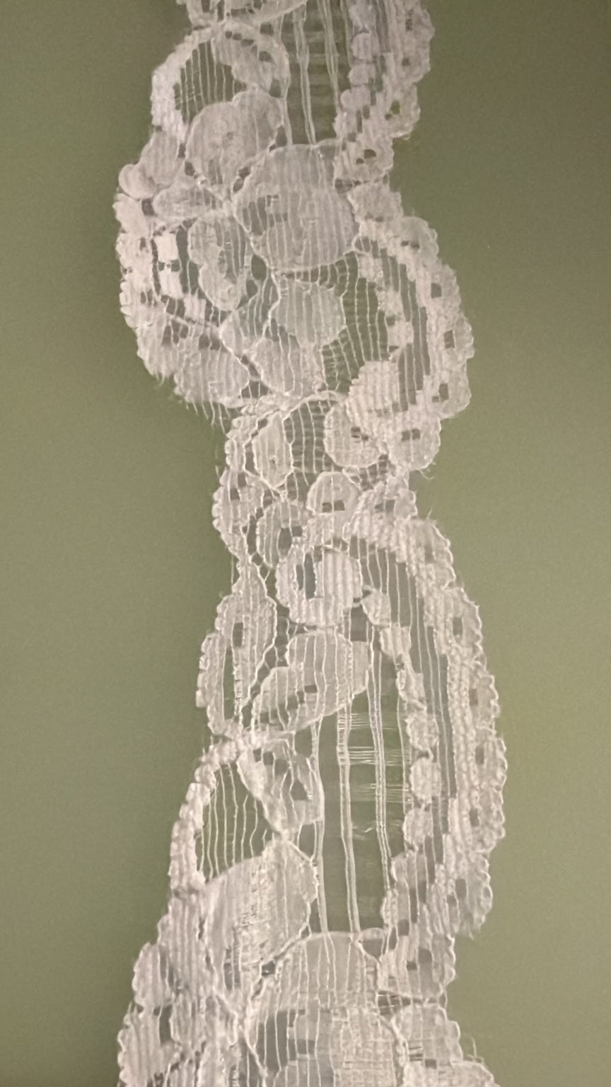 White vintage nylon scalloped lace trim, 50mm wide