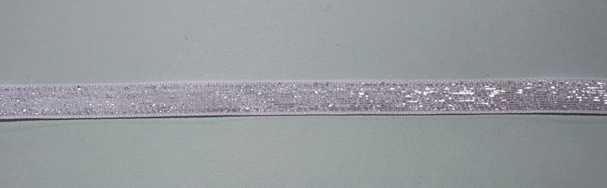 White glitter ribbon with sparkling finish, 10mm wide
