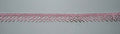 Peach crochet lace trim with delicate openwork pattern and scalloped edge, 15mm wide