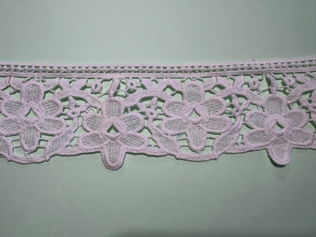 White heavy cotton floral lace, 70mm wide, seconds stock