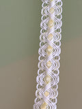 White and lemon insert lace, 15mm wide