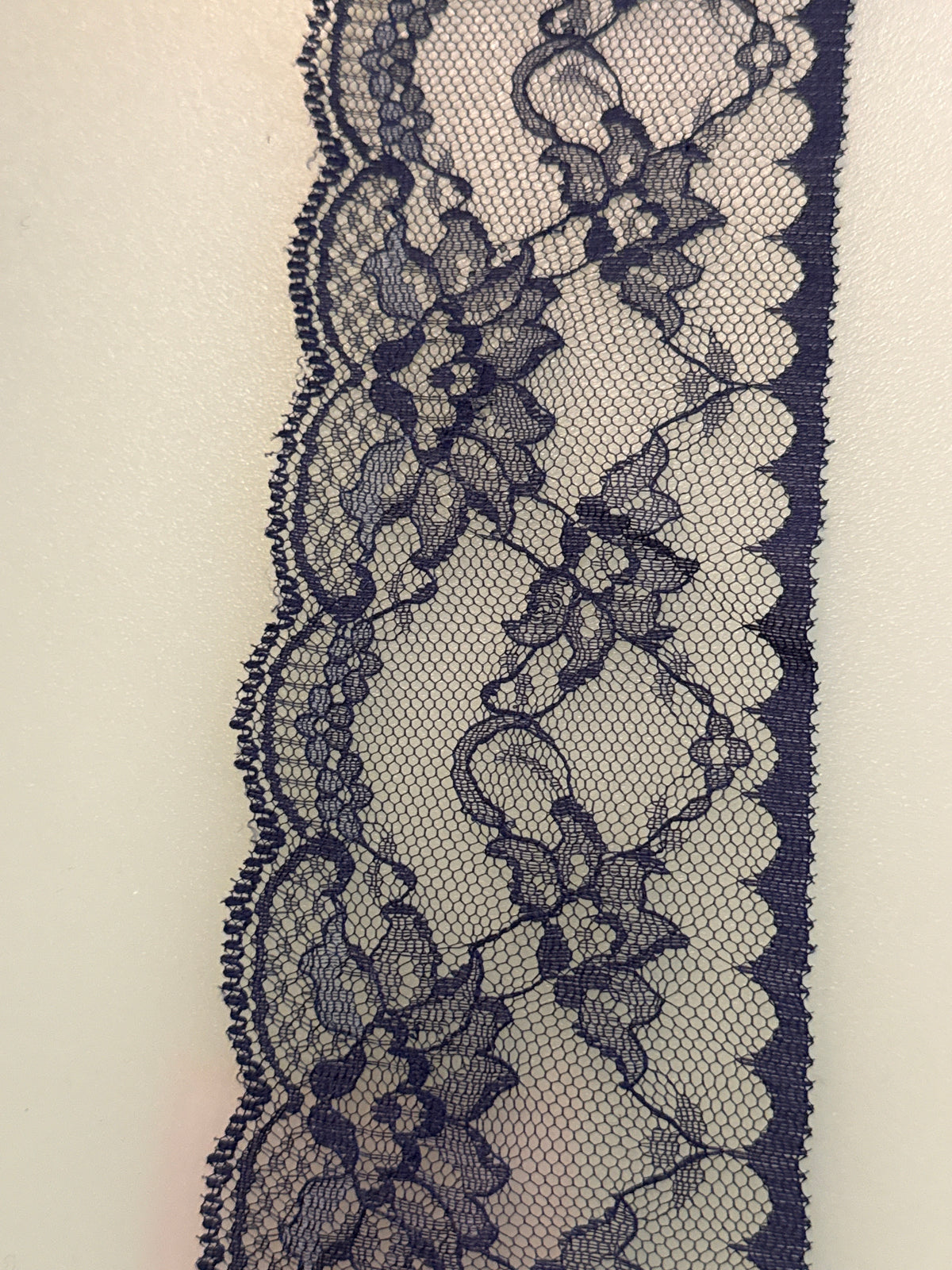 Navy flat lace, 80mm wide
