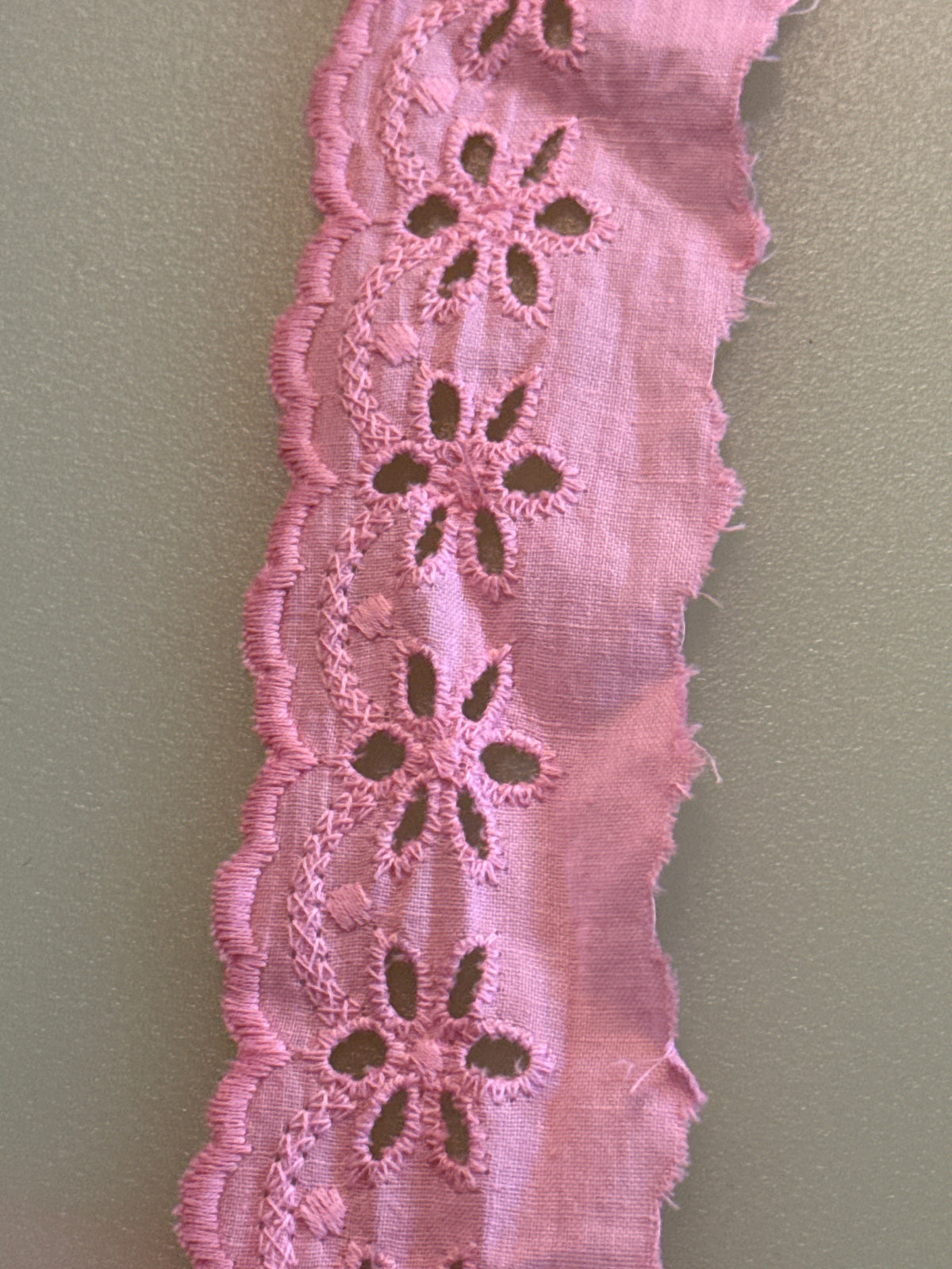 Pink Broderie Anglaise fabric, 1500mm wide, 8.5m piece