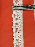 Gathered white and silver lace, 30mm wide