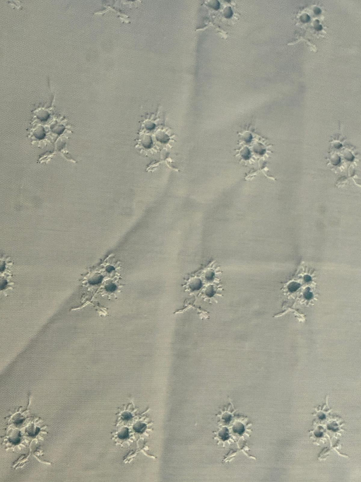 Baby blue cotton broderie anglaise fabric, 1500mm wide