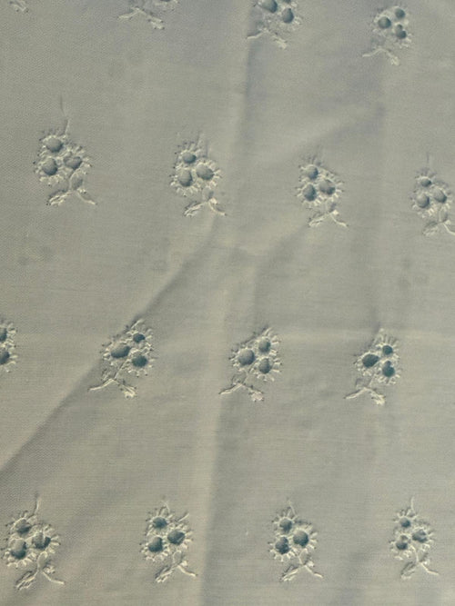 Baby blue cotton broderie anglaise fabric, 1500mm wide