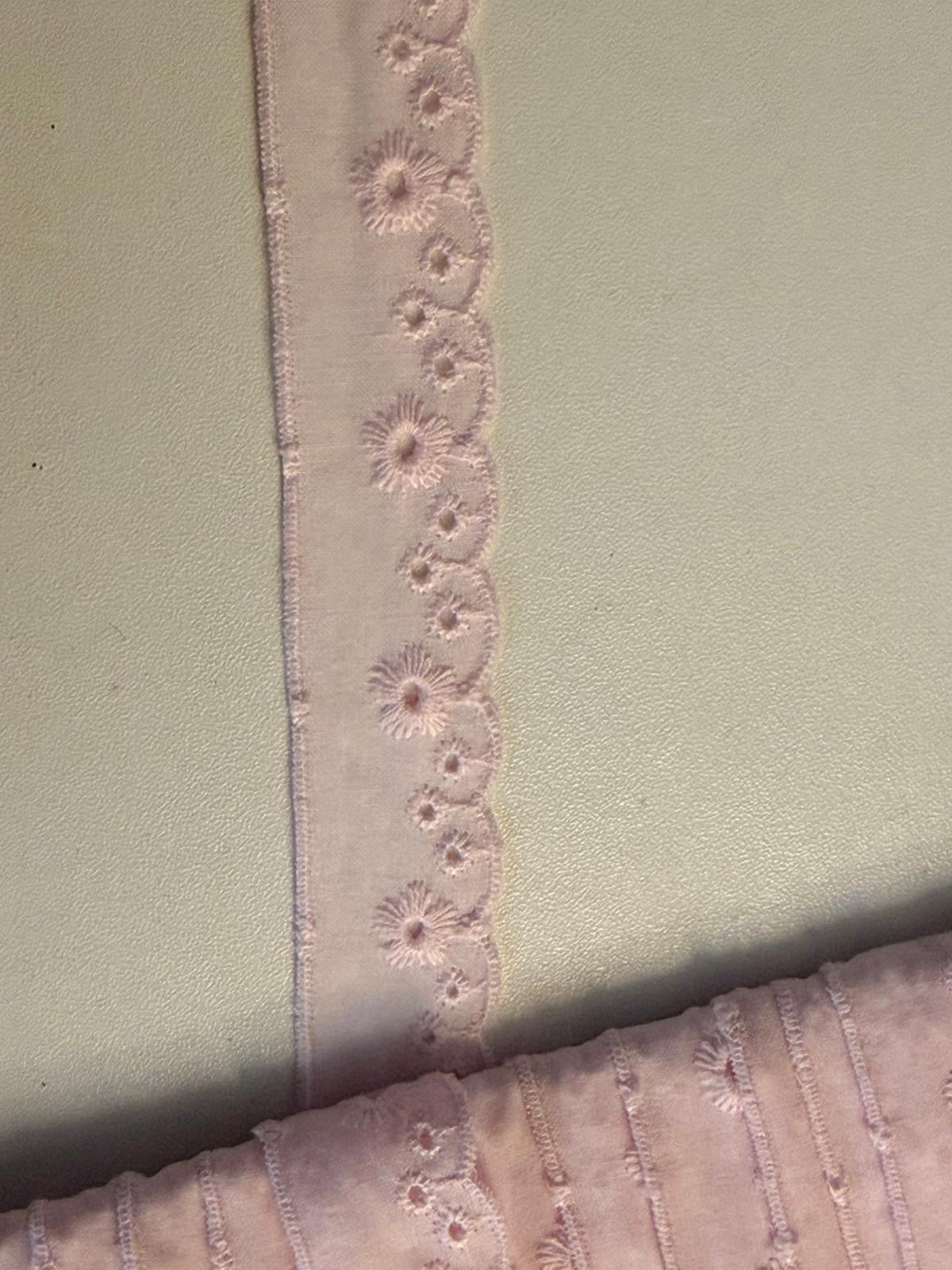 Pink cotton broderie anglaise, 25mm wide