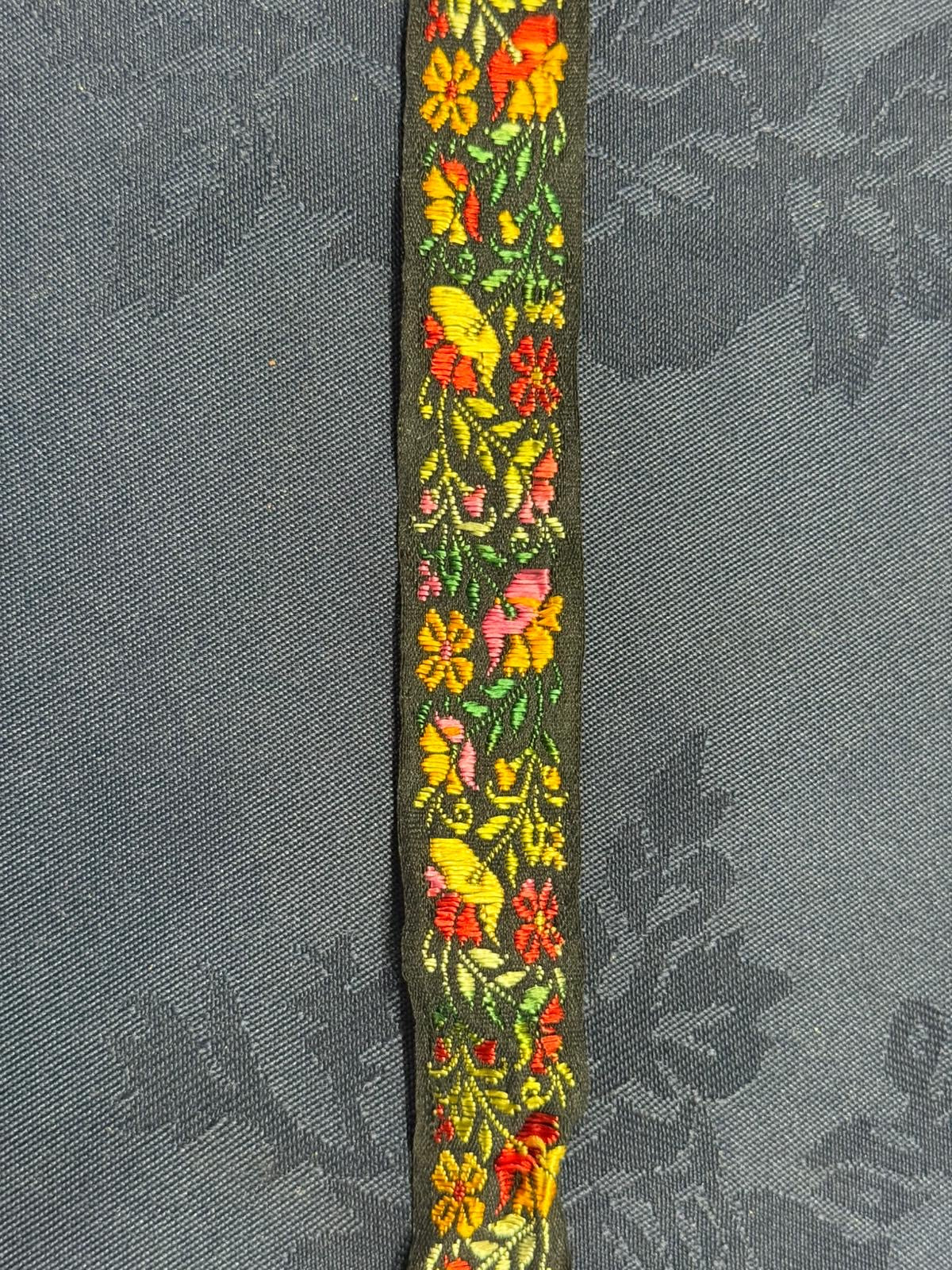 Black embroidered braid, 25mm wide