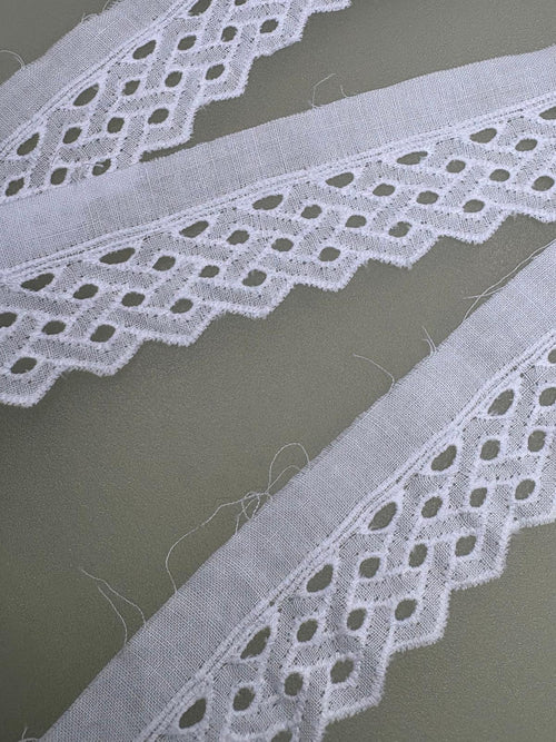 Austrian Broderie Anglaise Insertion Lace – White | 2 Inch Wide