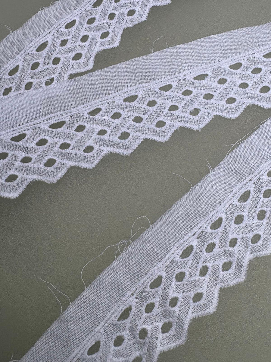 Austrian Broderie Anglaise Insertion Lace – White | 2 Inch Wide — supporting merchandising detail image, same product, inspiration only