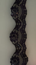 Black embellished lace, 45mm wide