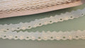 Cream Austrian Broderie Anglaise lace with spike edge and eyelet detail, 22mm wide