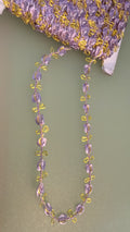 Lilac and yellow silky rose trim