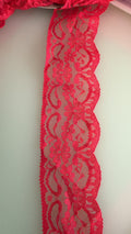 Red nylon lace trim, 60mm wide