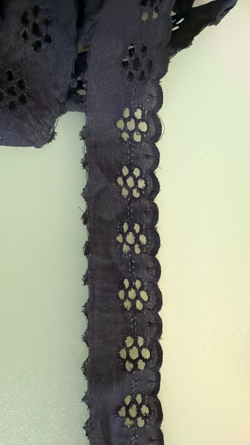 Black Broderie Anglaise lace, 35mm wide, 8.5m piece