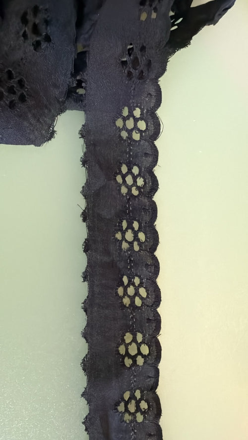 Black Broderie Anglaise lace, 35mm wide, 8.5m piece
