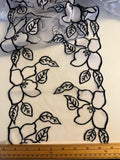 Embroidered Tulle – Black & White | 220mm Wide