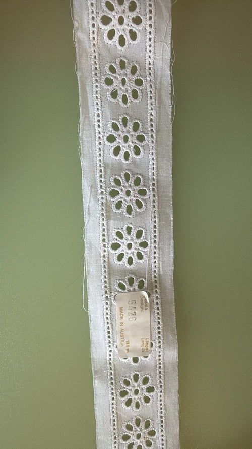 Austrian broderie anglaise insertion lace, 2 inches wide