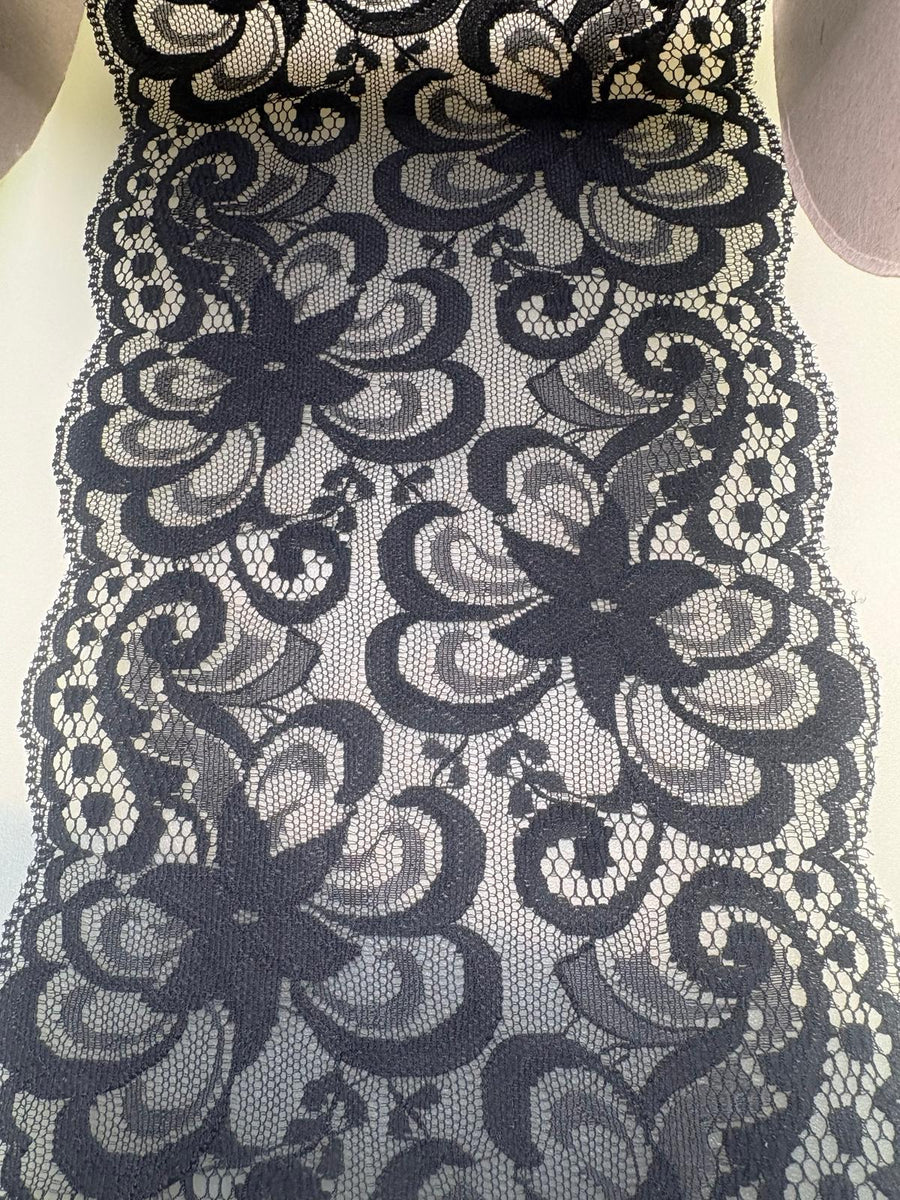 Gathered Lace – Black | 5.5in Wide — supporting merchandising detail image, same product, inspiration only