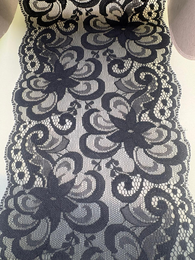 Gathered Lace – Black | 5.5in Wide — supporting merchandising detail, same product, inspiration only