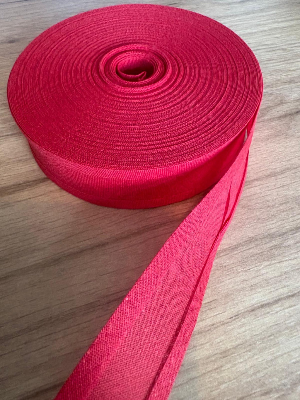 Cotton bias binding, 1 inch wide — shown in red