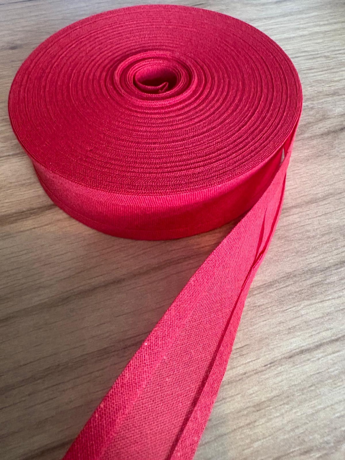 Cotton bias binding, 1 inch wide — shown in red