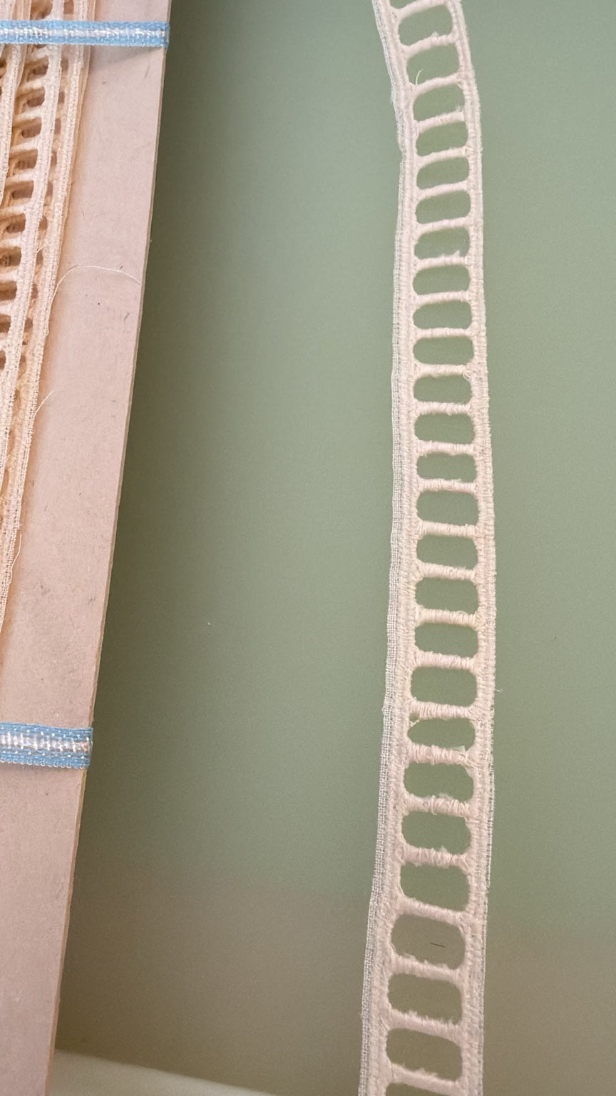 Cream cotton ribbon insert lace, 15mm wide