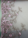 Dusky pink embroidered tulle with gold-toned floral detail