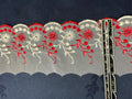 Embroidered Organza Lace – Red & White | 80mm Wide