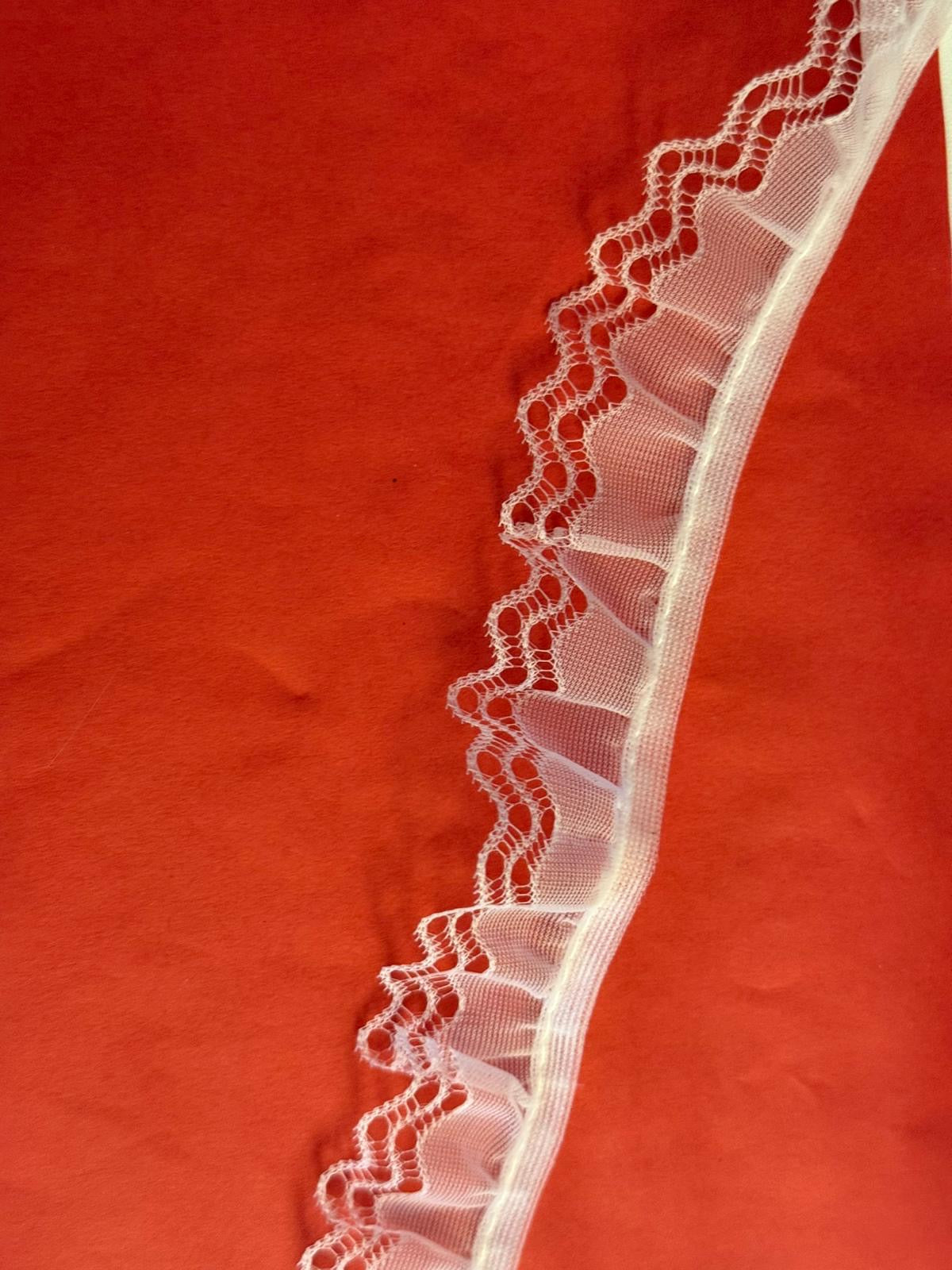 Gathered Lace – White | 25mm Wide