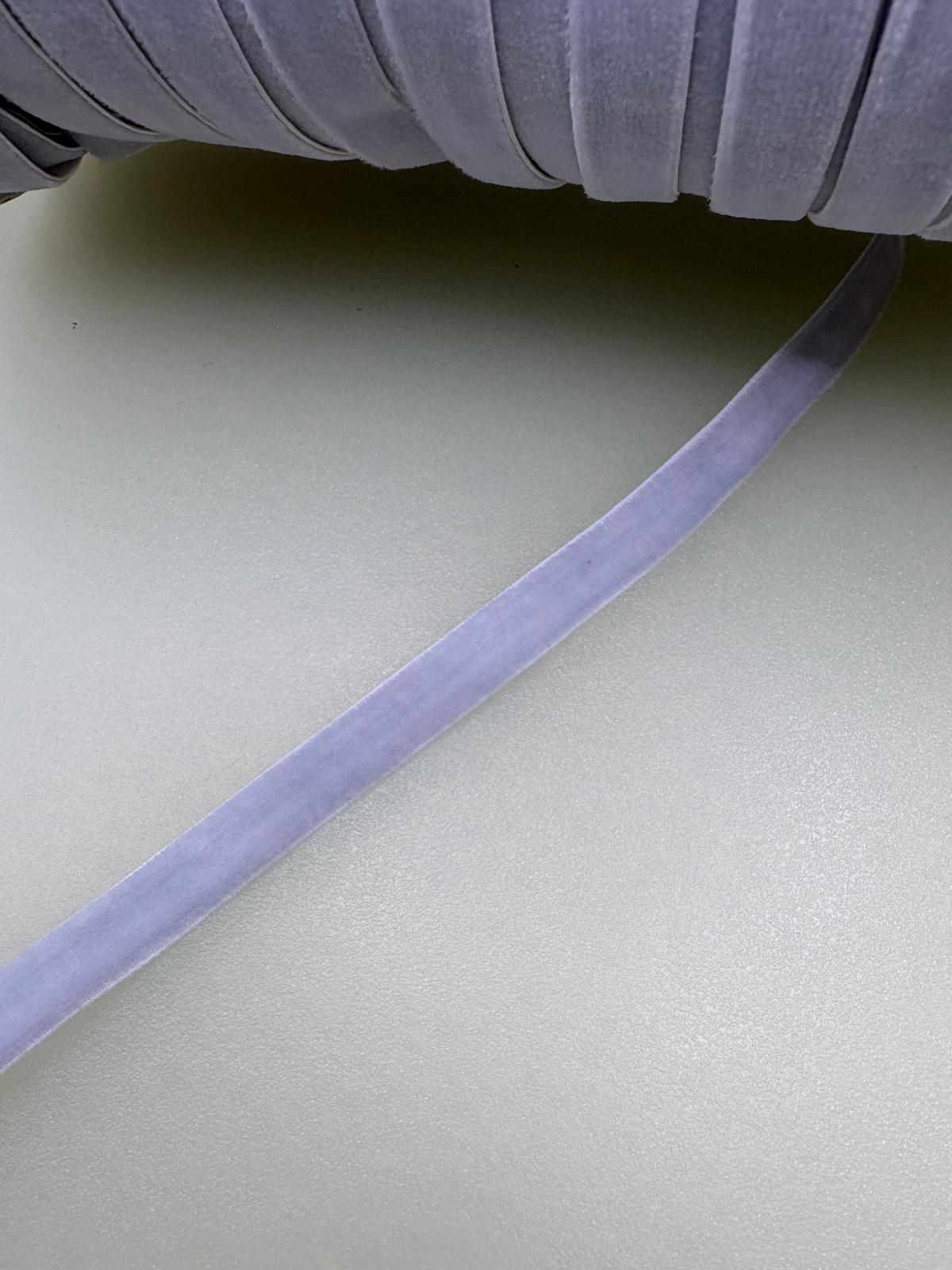 Grey stretch velvet ribbon, 10mm wide