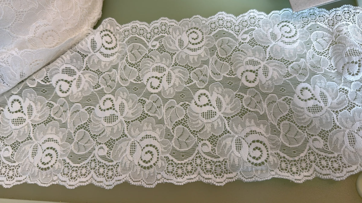 Stretch Lace – Ivory | 6 Inch Wide — supporting merchandising close-up, same product, inspiration only