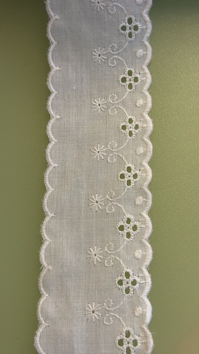 Broderie Anglaise Lace – White | 55mm Wide — supporting merchandising close detail, same product, inspiration only