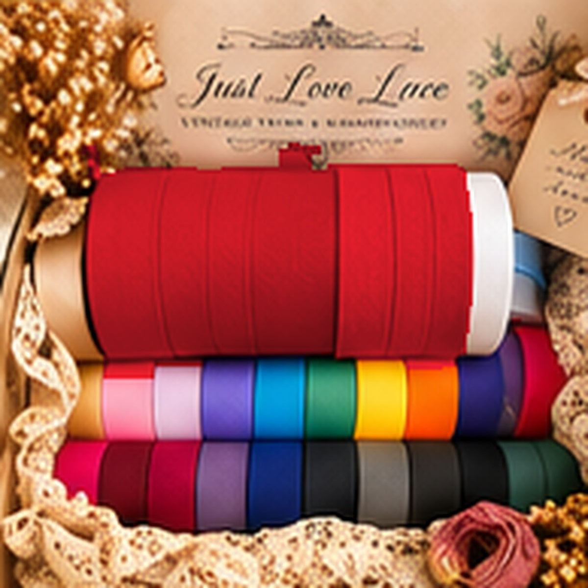 Just Love Lace cotton bias binding — Red