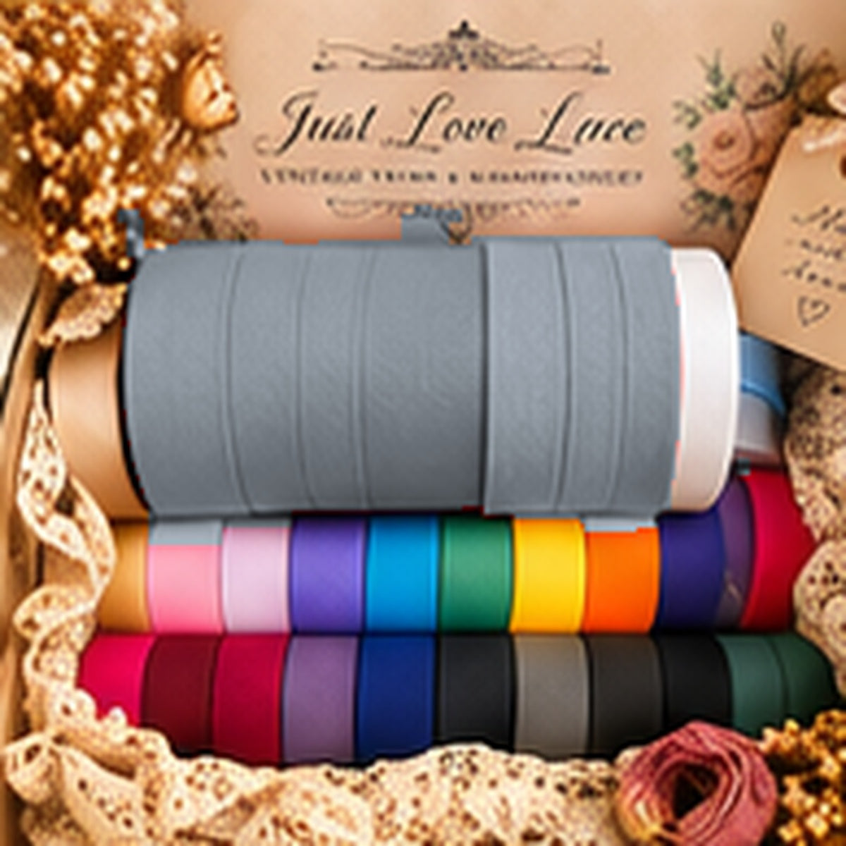 Just Love Lace cotton bias binding — Charcoal
