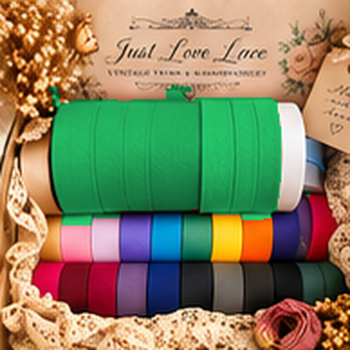 Just Love Lace cotton bias binding — True green