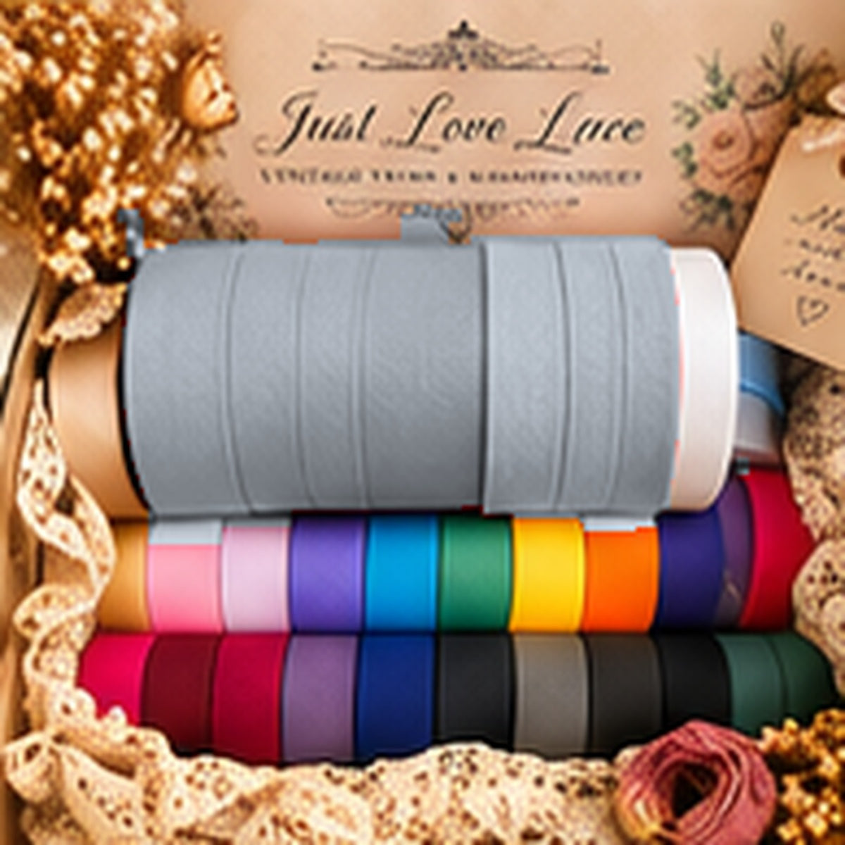 Just Love Lace cotton bias binding — Grey