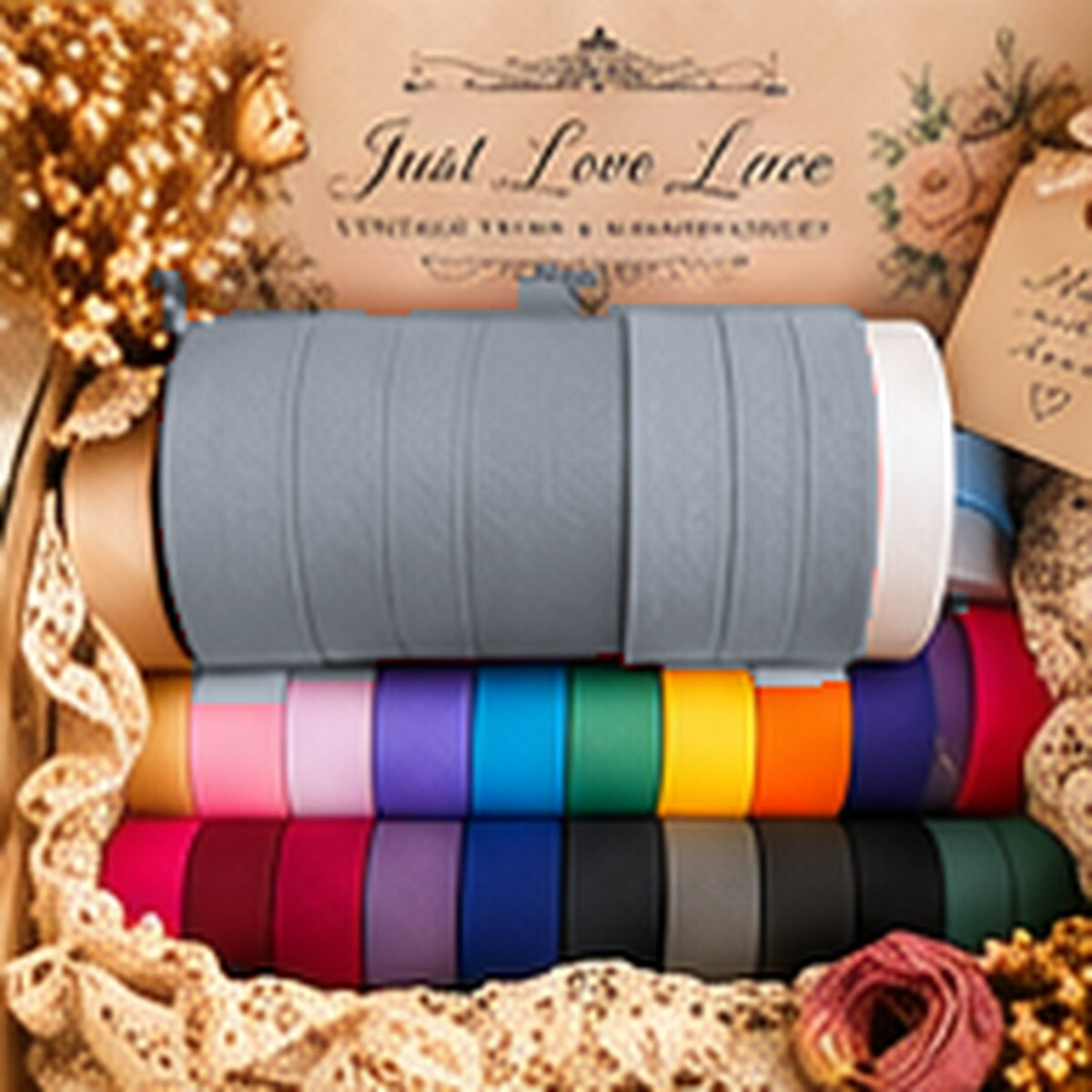 Just Love Lace cotton bias binding — Dark grey