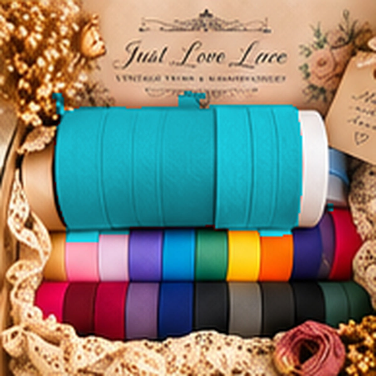 Just Love Lace cotton bias binding — Turquoise