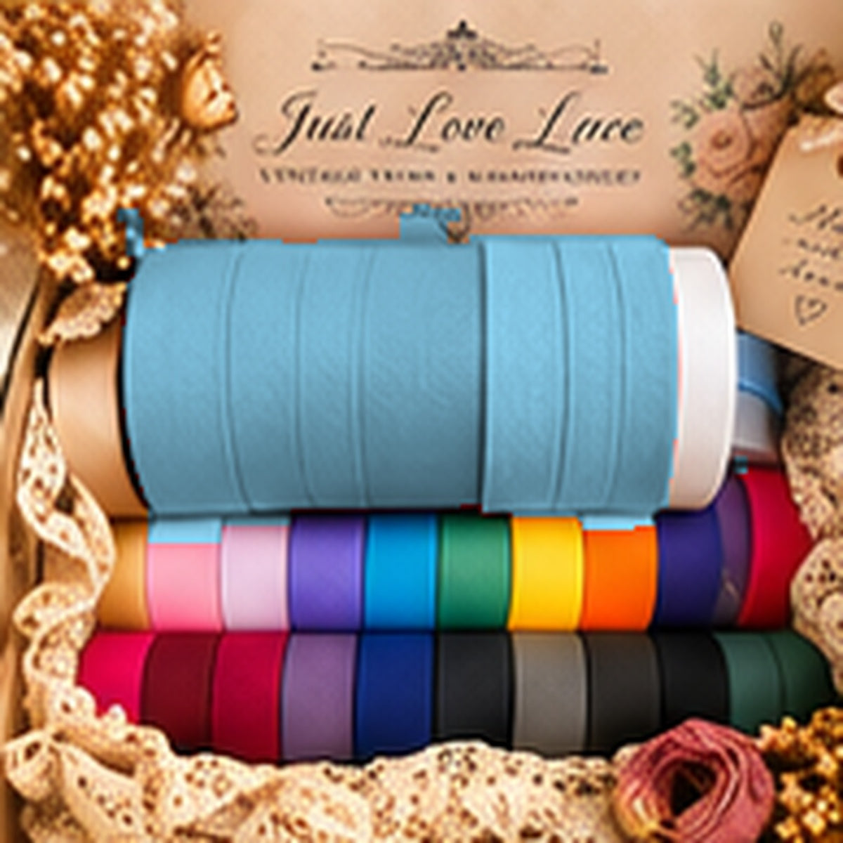 Just Love Lace cotton bias binding — Baby blue