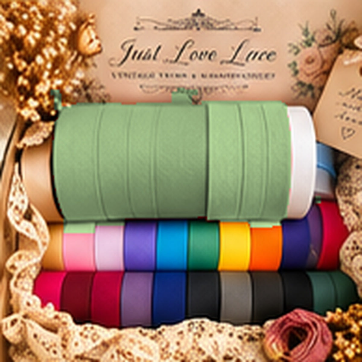 Just Love Lace cotton bias binding — Sage green