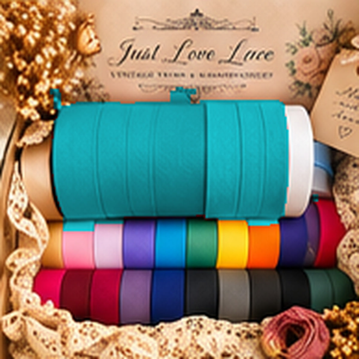 Just Love Lace cotton bias binding — Teal