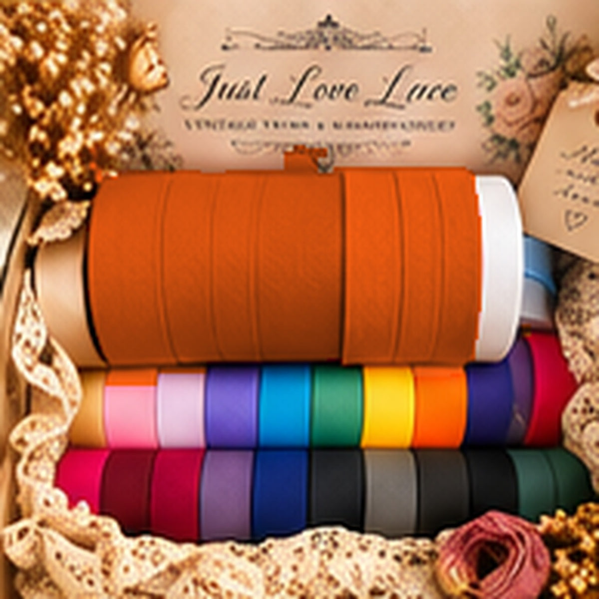 Just Love Lace cotton bias binding — Orange