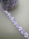 Lilac and white chiffon flower trim, 10mm wide