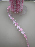 Pink and white Stephanoise flower trim, 10mm wide