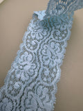 Slate grey Nottingham-style couture lace with openwork pattern