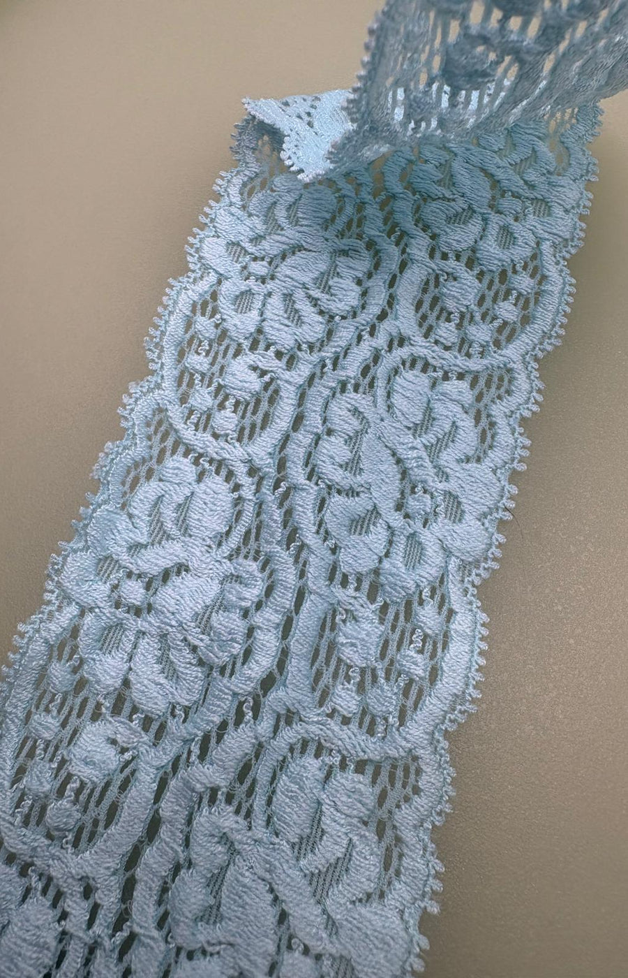 Slate Grey Nottingham Couture Lace | 5in Wide — supporting merchandising close-up image, same product, inspiration only